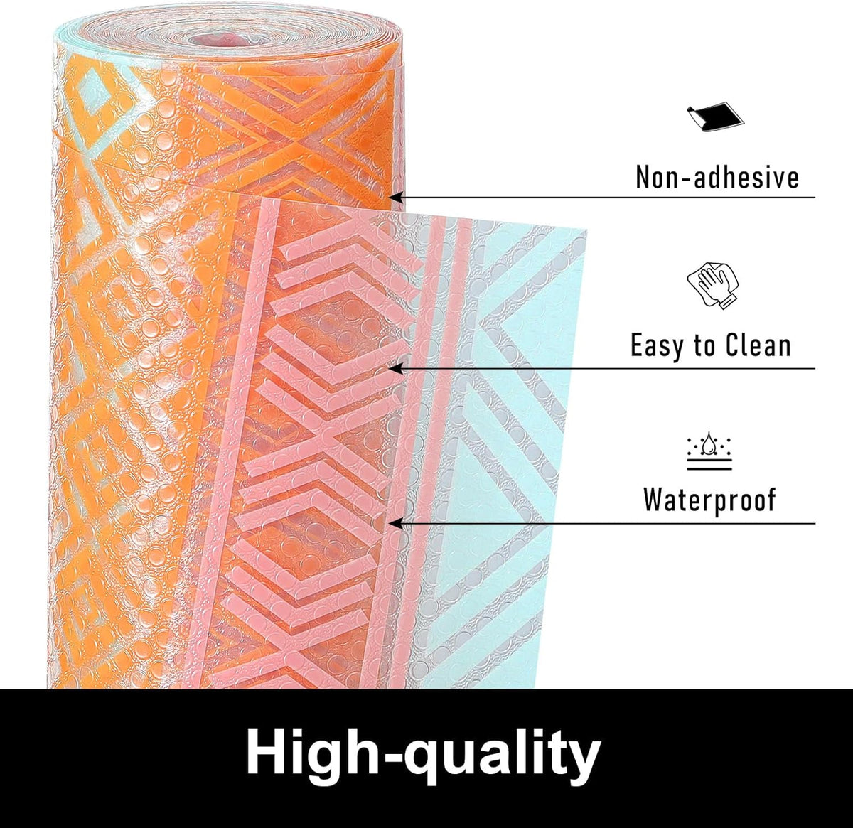 Cooyes Shelf Liners for Kitchen Cabinets Waterproof & Oil-Proof Kitchen Cupboard Mats Non-Slip
