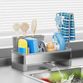 Stainless Steel Sink Caddy, Sponge Holder for Kitchen Sink with Brush Holder & Dishcloth Rack