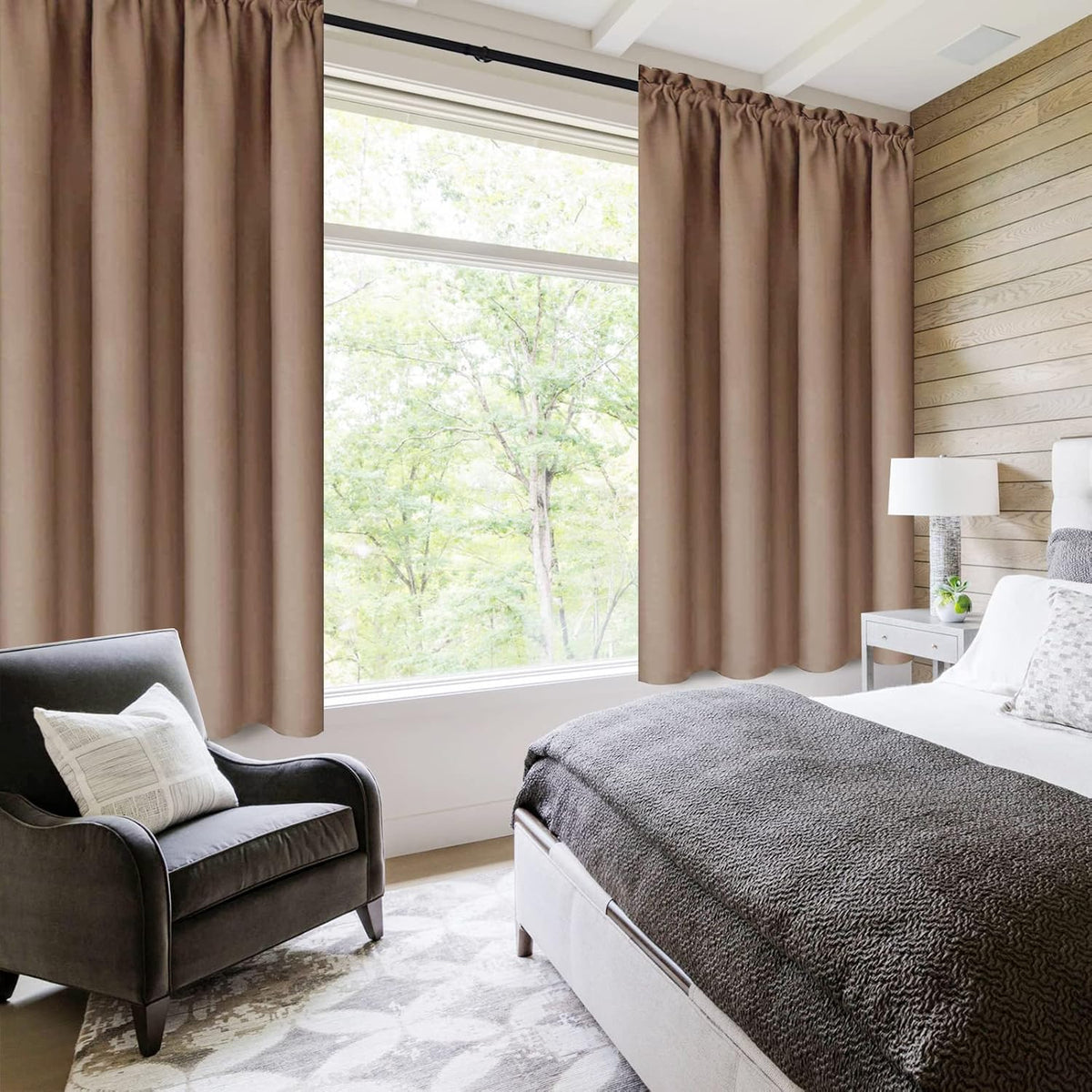 DWCN Blackout Curtains Room Darkening Thermal Insulated Bedroom Curtains Window Curtain Panels, 42
