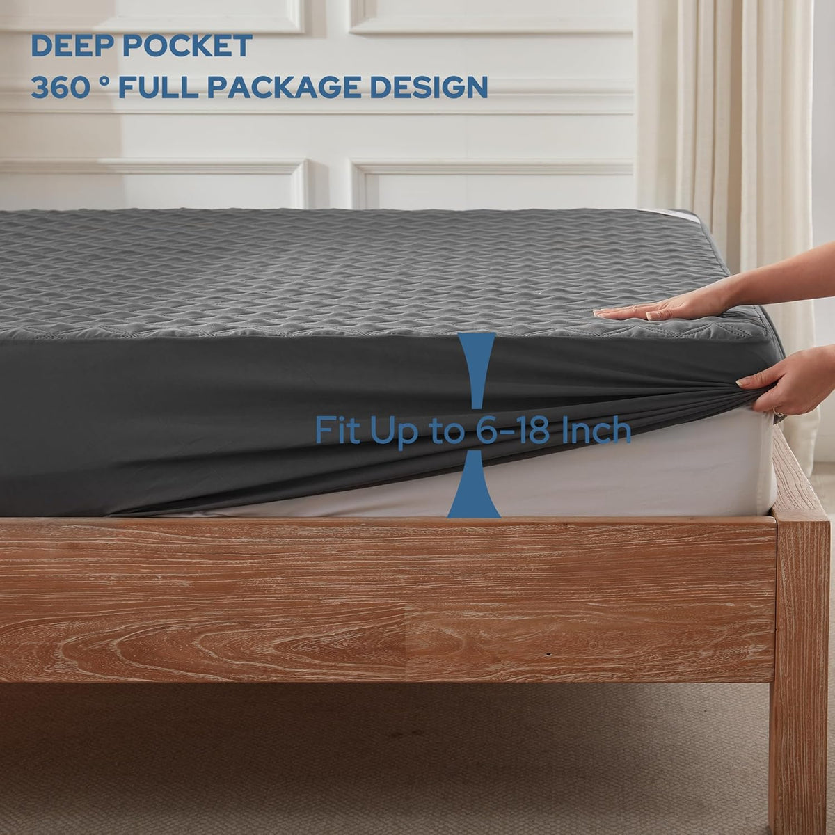 BEDLORE Waterproof Mattress Protector, Noiseless King Size Mattress Pad with Deep Pocket Fitted Up