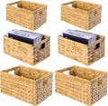 Set of 6 Wicker Storage Basket, Water Hyacinth Storage Baskets, Wicker Storage Baskets for Shelves