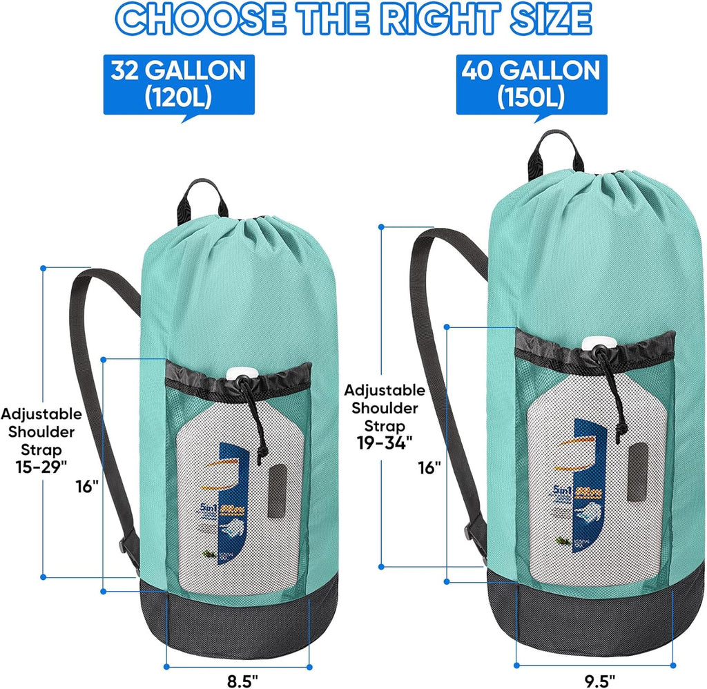 BALEINE 120L Laundry Bag Backpack, 900D Oxford Fabric Large Travel Laundry Bags with Shoulder