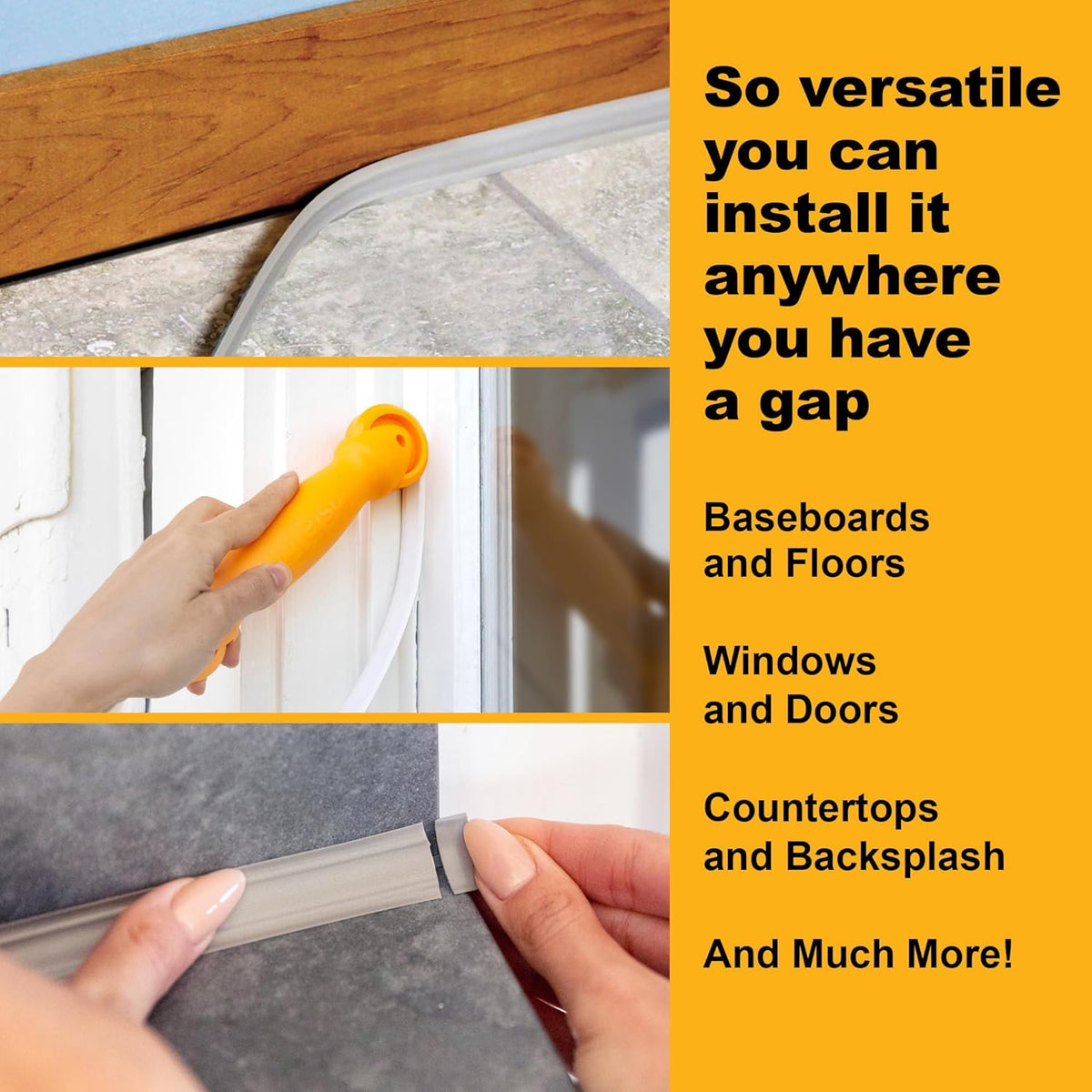 InstaTrim The Original Flexible Trim - 10ft Grey 1/2" Adhesive Trim with Many Uses Including