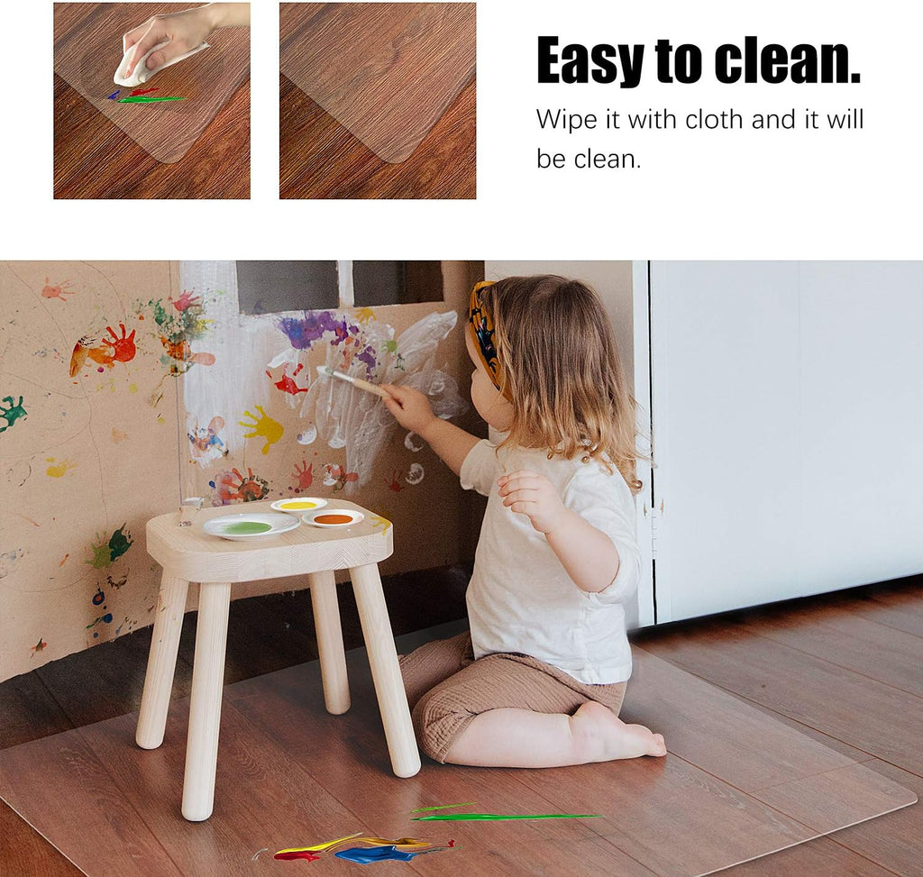 Kuyal Clear Chair mat for Hardwood Floor 51 x 63 inches Transparent Floor Mats Wood/Tile Protection