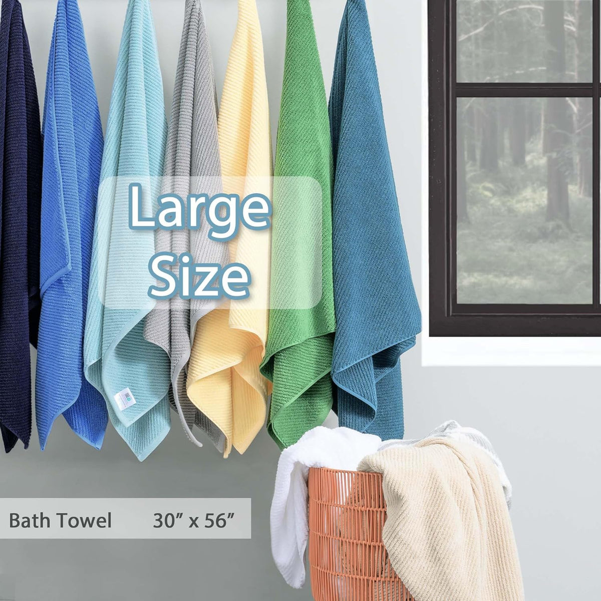Luxury Bath Towels, 4PC Large 30" x 56" - 100% Cotton | Quick Dry | Hotel Quality | Thick | Soft |