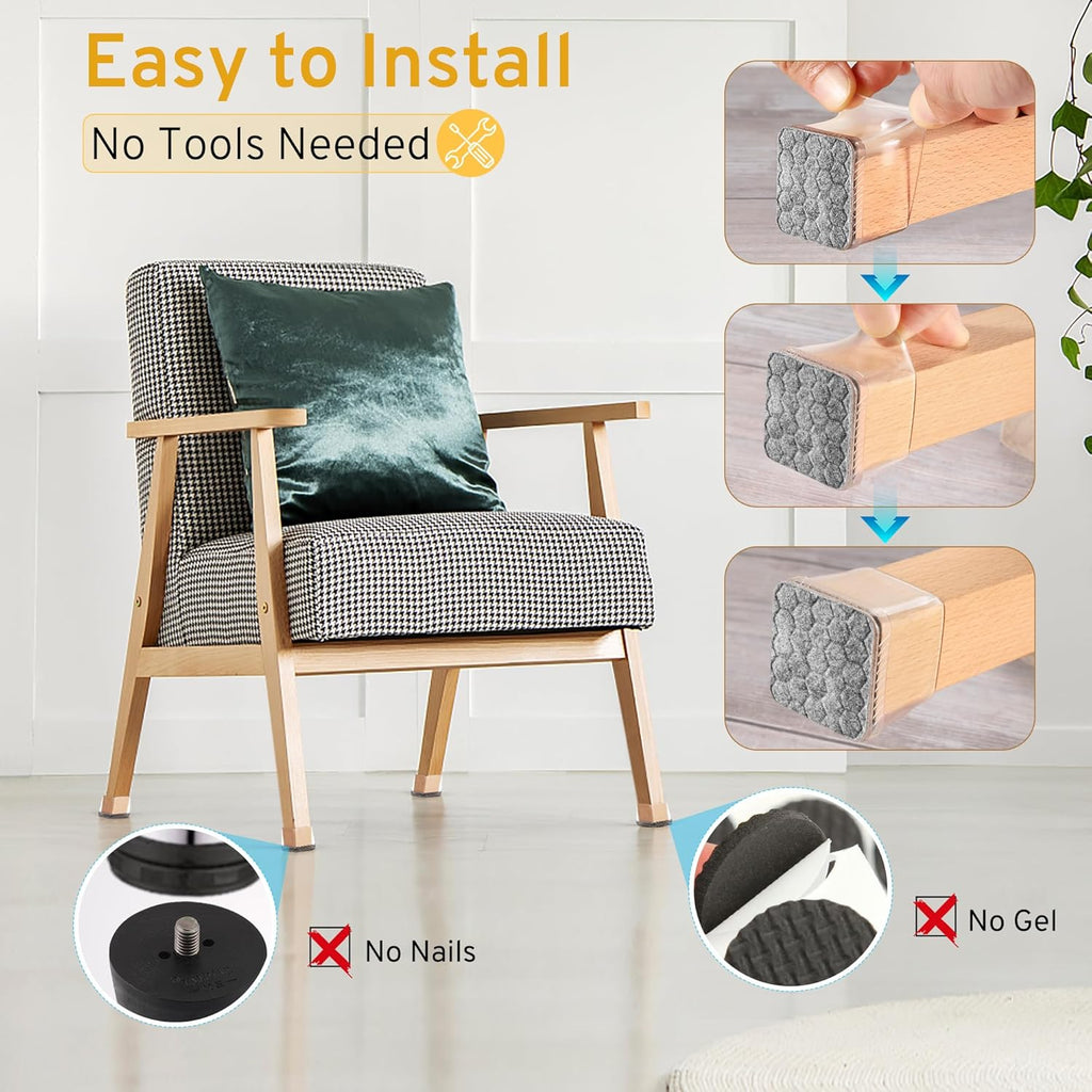 24PCS Extra Small Chair Leg Floor Protectors, Furniture Sliders, Chair Leg Protectors for Hardwood