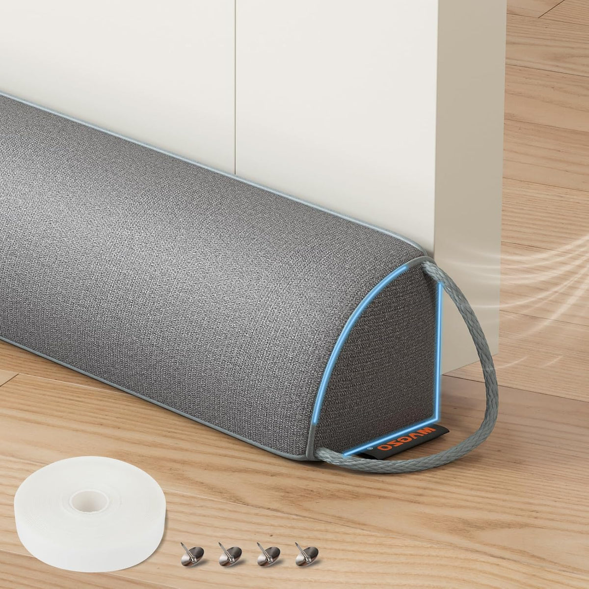 MAGZO Door Draft Stopper 32 Inches, Weighted Triangular Door Snake for Winter Noise Blocker with