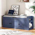 HOTAMO 42.6" Storage Bench - Shoe Storage Bench with Side Storage Shelves and 3 Doors
