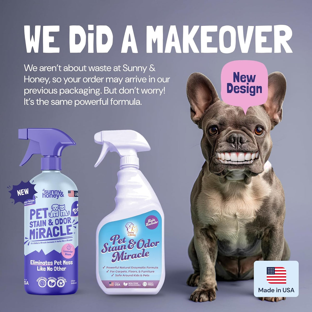 Sunny & Honey Pet Stain & Odor Miracle - 32 Fl Oz, Light Lavender Scent - Carpet Stain Remover &