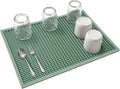 Dish Drying mat - 18" x 12" Green Silicone Drying mat, Kitchen Counter Dish Drying mats,Rubber Dish
