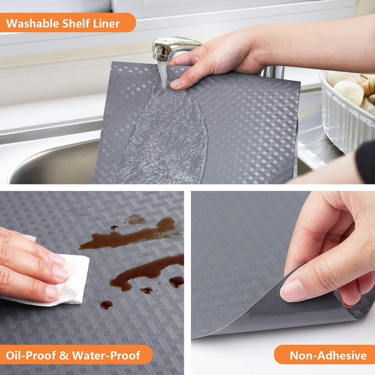 Shelf Liners for Kitchen Cabinets Refrigerator Liners Waterproof Kitchen Cupboard Liner Non-Slip