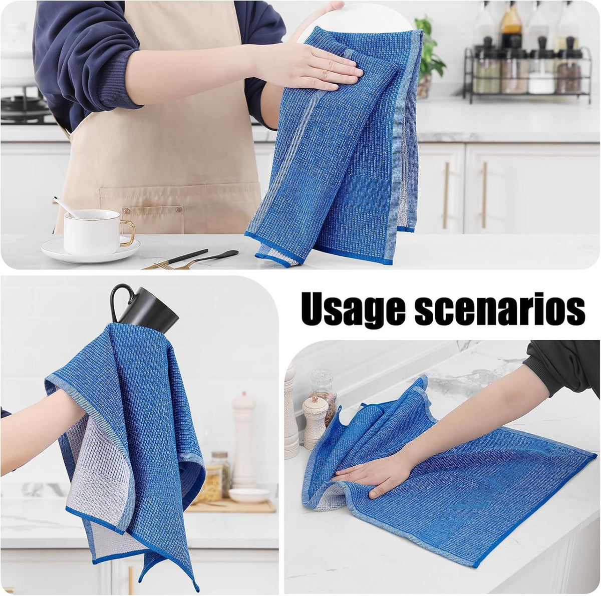Homaxy Premium Kitchen Towels(18”x 28”, 8 Pack), Large Cotton Kitchen Hand Towels, Flat and Terry