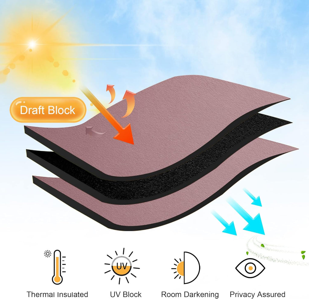 RYB HOME Bedroom Curtains Blackout - Light Block Energy Efficiency Small Window Treatment Drapes