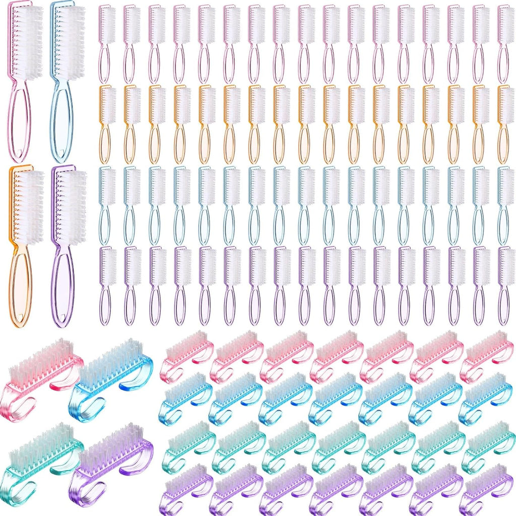 Patelai 200 Pcs Handle Grip Nail Brush Bulk Colorful Nail Scrubber Fingernail Brushes Hand Toes