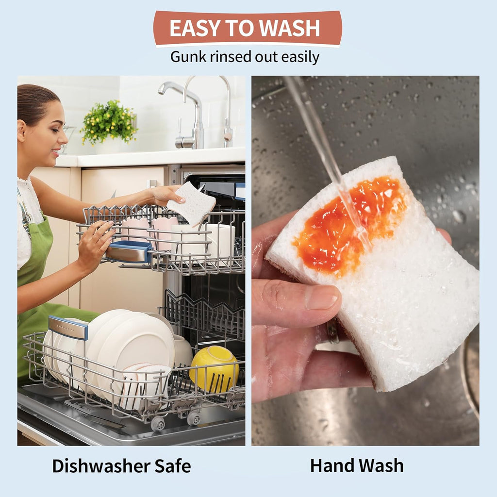 HOMERHYME Natural Dish Sponge 12 Pack, Non-Scratch Scrub Kitchen Sponge, Eco Multipurpose