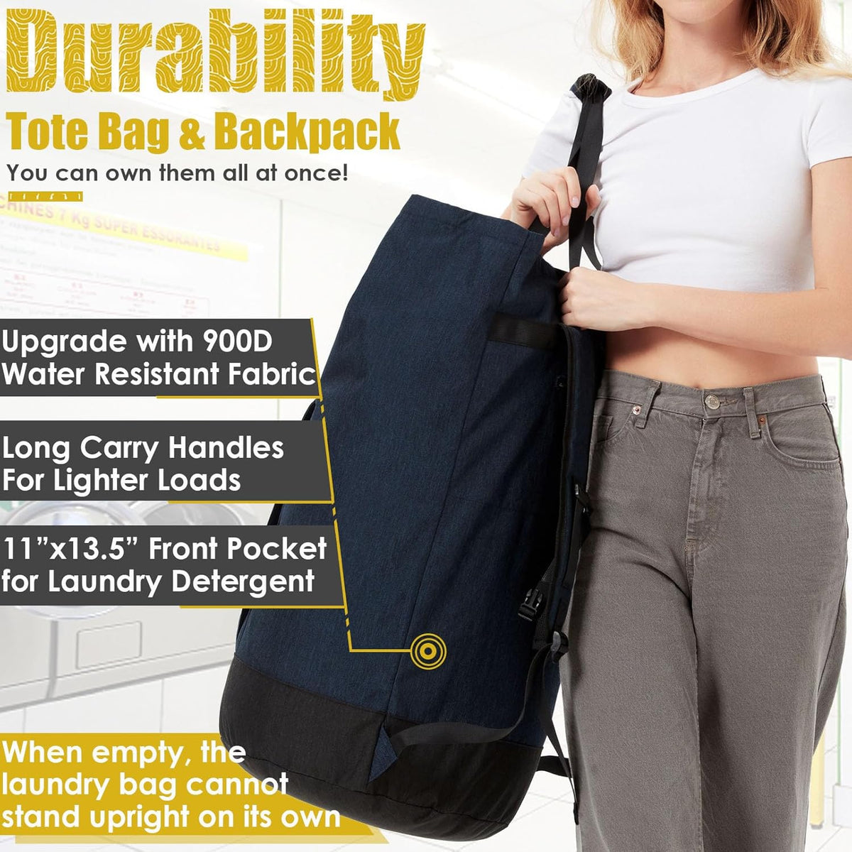 Laundry Bags Extra Large Heavy Duty, Laundry Backpack College 115L, Large Laundry Bag with Shoulder