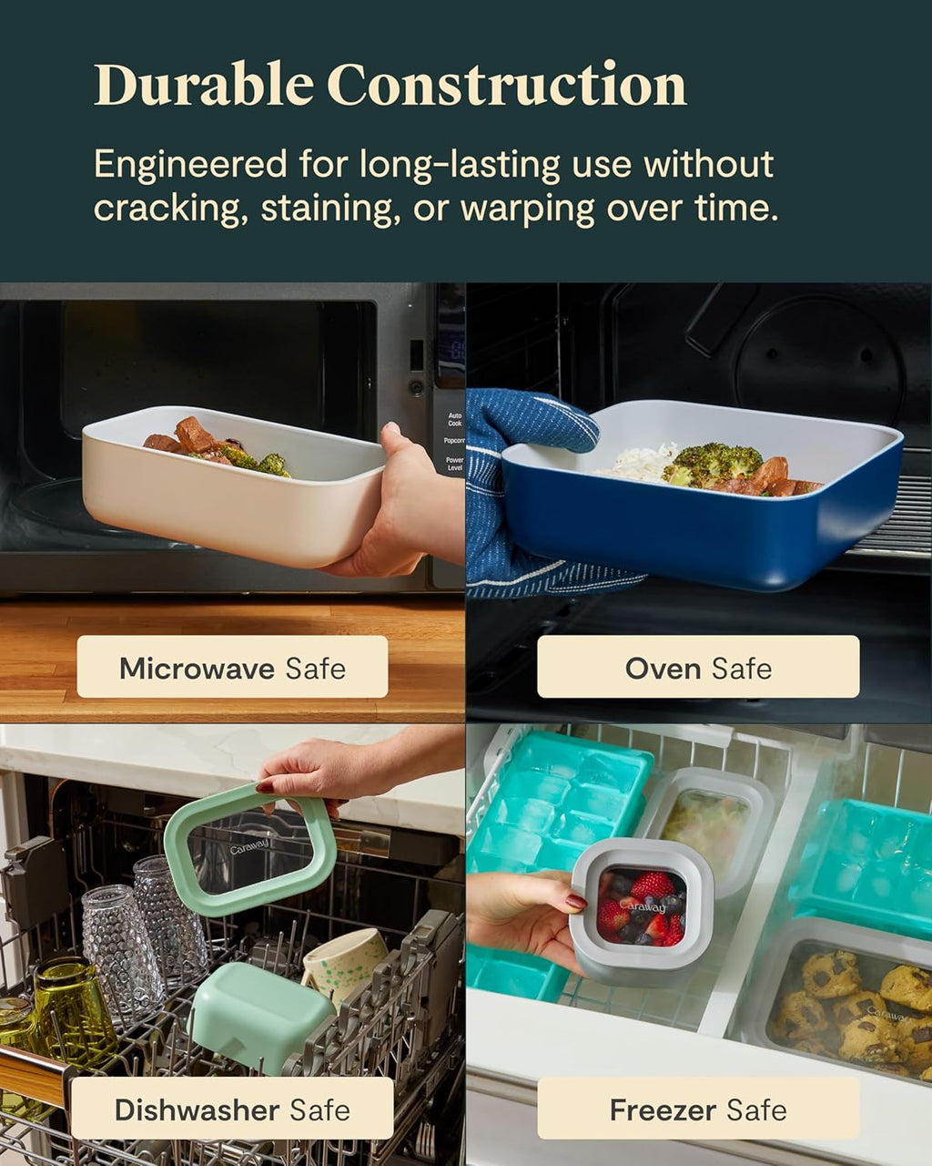 Caraway 25pc Glass Food Storage Set - Non-Toxic Ceramic-Coated Glass - Air Release Technology