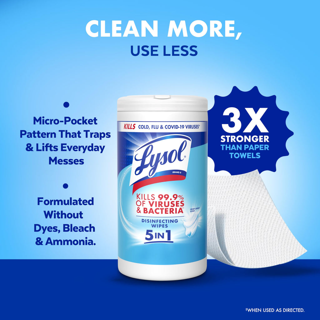 Lysol Disinfecting Wipes, Multi-Surface Cleaner, Crisp Linen, 80 ct.