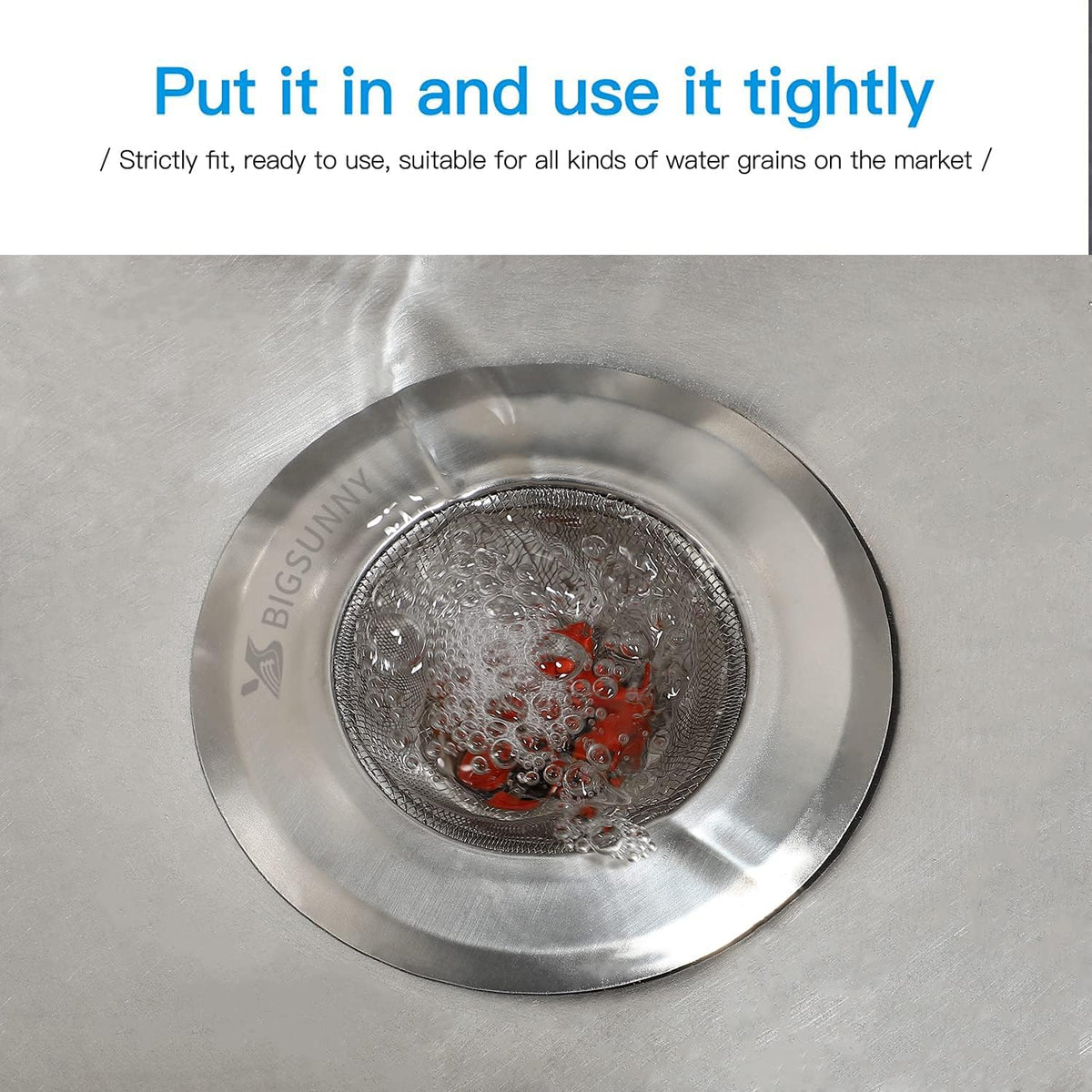Mesh Sink Strainer Set of 3, MSY BIGSUNNY Stainless Steel Kitchen Sink Strainer Kitchen Drain