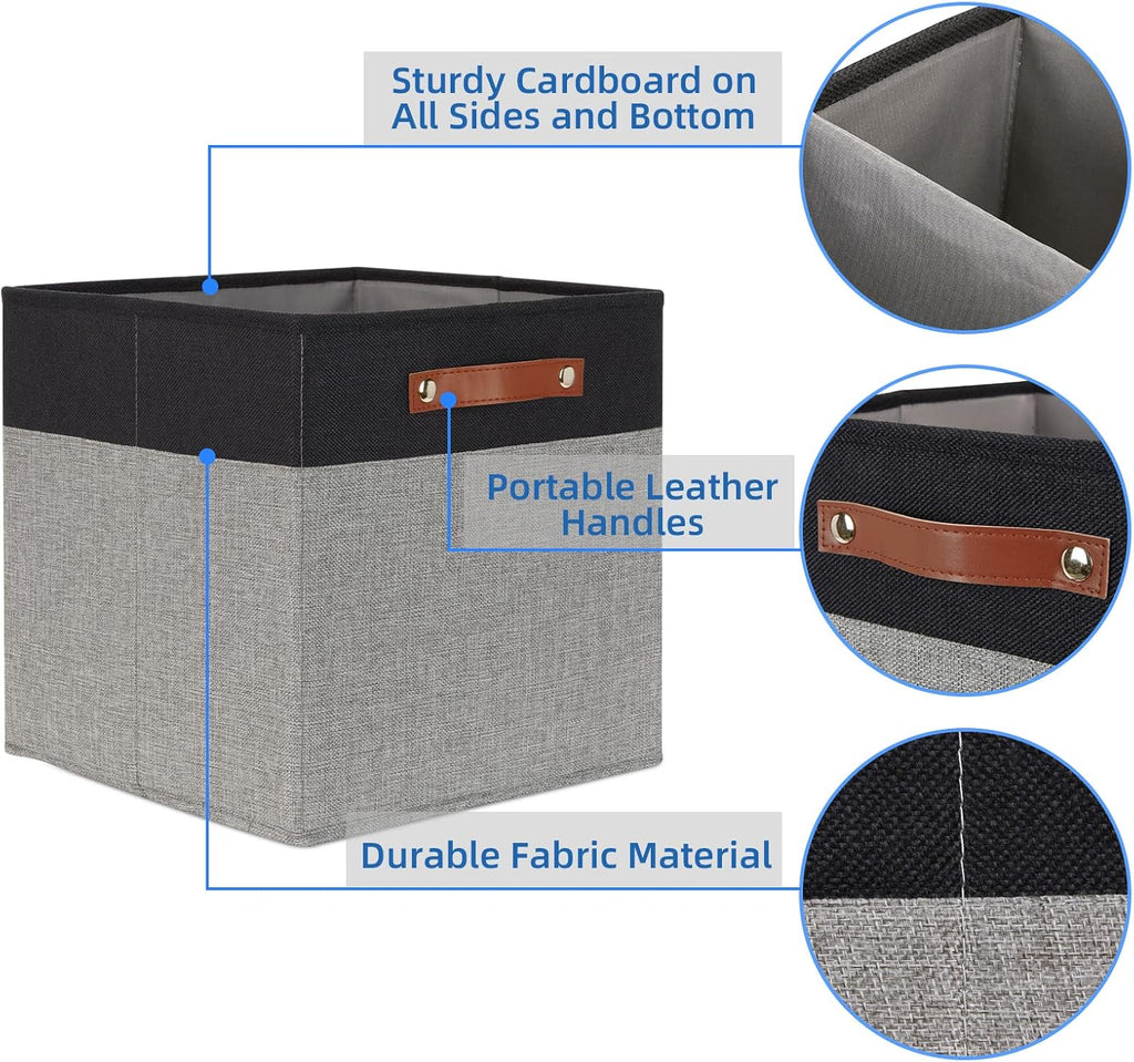 Temary 13 x 13 Storage Cubes Foldable Storage Cubes 4 Pack Canvas Storage Bin for Home, Square