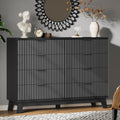 Fluted Dresser with 8 Drawers, 54" Wide Modern Chest of Drawers with Metal Handle, Wooden Dresser