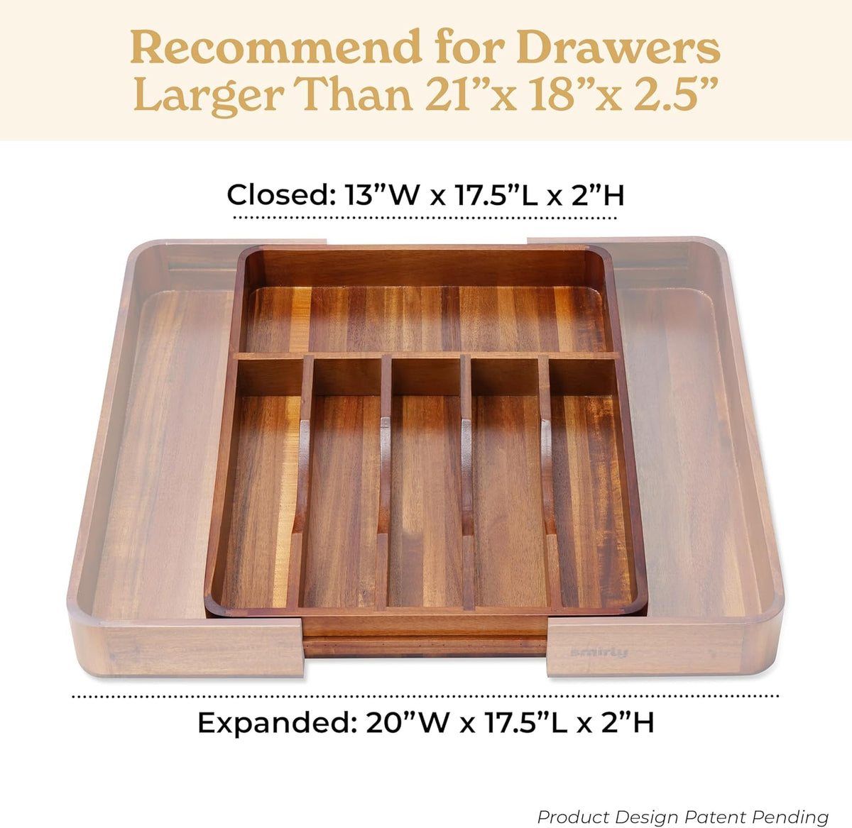 SMIRLY Silverware Drawer Organizer – Bamboo Kitchen Drawer Organizer, Adjustable Utensil Holder and