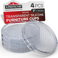 X-Protector Furniture Cups - 4 PCS 3" - Non Slip Furniture Pads for Hardwood Floors - Transparent