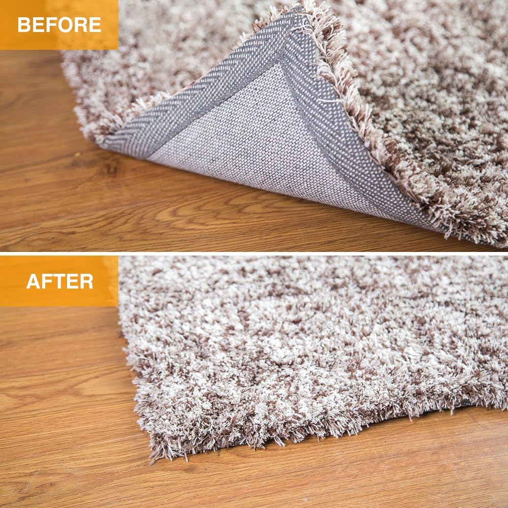 Home Techpro Rug Pads Grippers, 8 PCS Non Slip Washable Grippers, “Vacuum TECH” - New Materials to