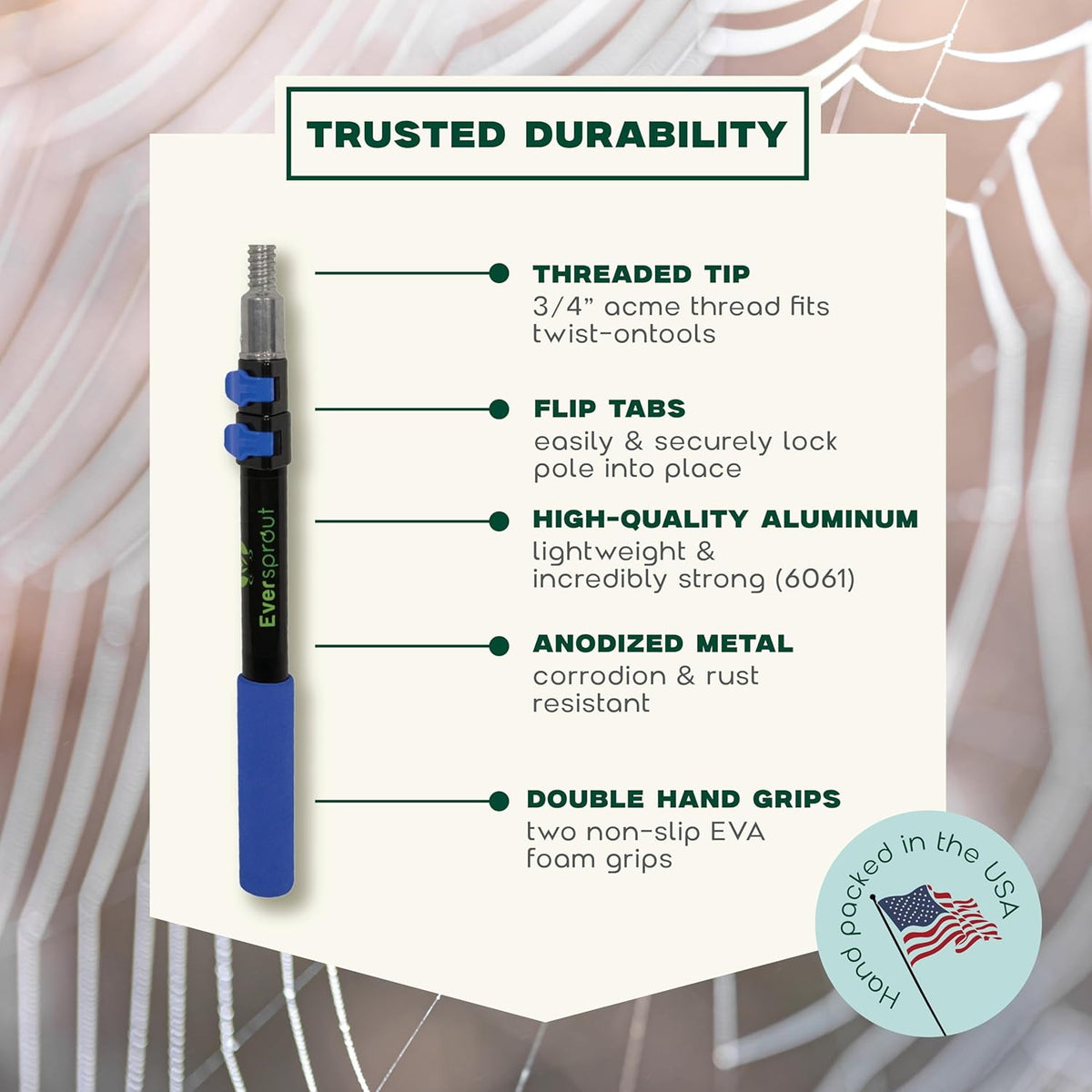 EVERSPROUT 5-to-12 Foot Cobweb Duster and Extension-Pole Combo (20 Foot Reach, Soft Bristles) |