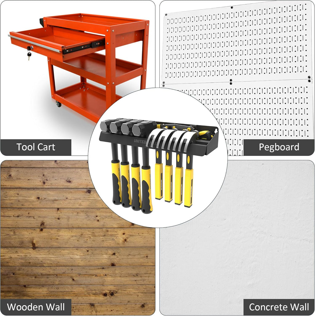UNITEDPOWER Hammer Holder, Wall Mount Storage Rack Organizer for Workshop, Shed, Garage, Home, Fit