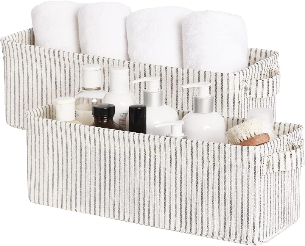 StorageWorks Narrow Storage Bins, Small Basket for Closet and Shelves, Fabric Organizer with