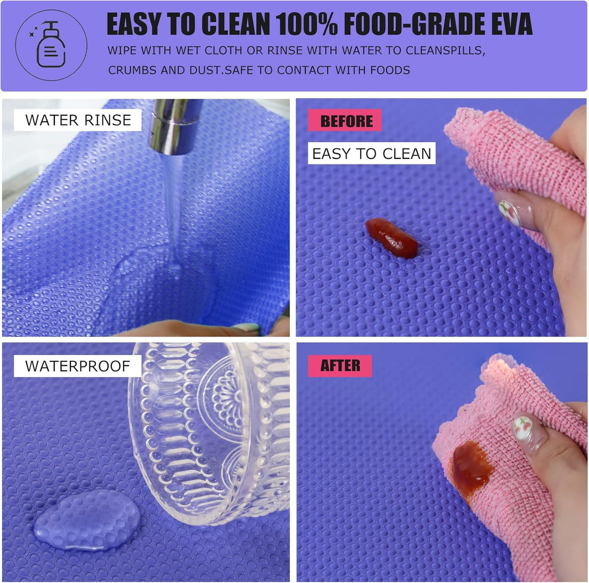 24Pcs Refrigerator Liners, Washable Fridge Liner Mats Covers Pads for Glass Shelf Cupboard Cabinet