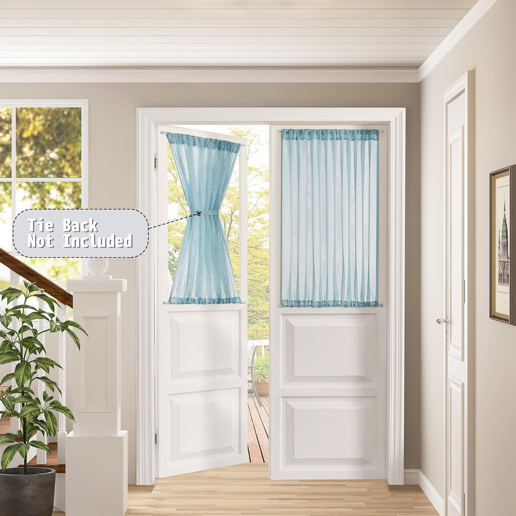 Tollpiz Short Sheer Door Curtains Closet Linen Textured Curtains Sheer Doorway Light Filtering
