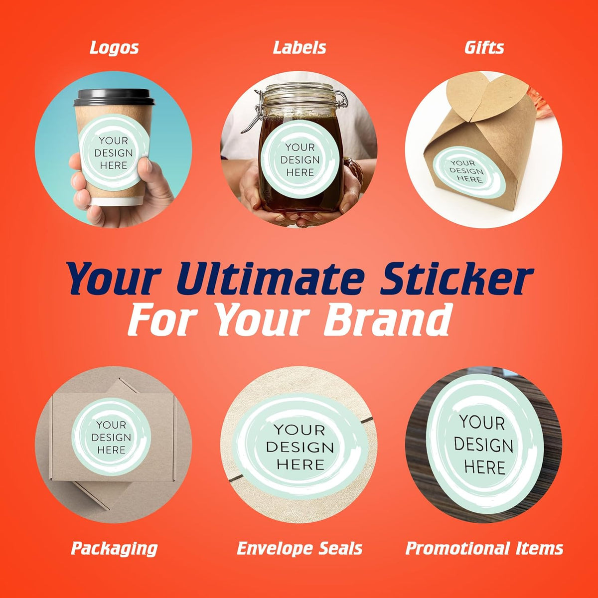 100 Custom Vinyl Stickers - Upload Your own Image, Text, Design, Logo - Personalized Logo Labels