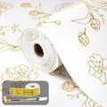 Shelf Liners for Kitchen Cabinets 12in x 39.37FT Non Adhesive Drawer Liner Gold Floral Thickened