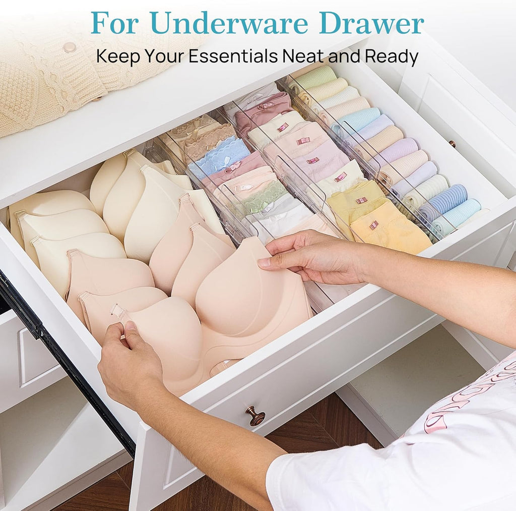 Vtopmart 14 Pack Drawer Dividers for Clothes, 4" High 10.2"-16.6" Adjustable Expandable Dresser