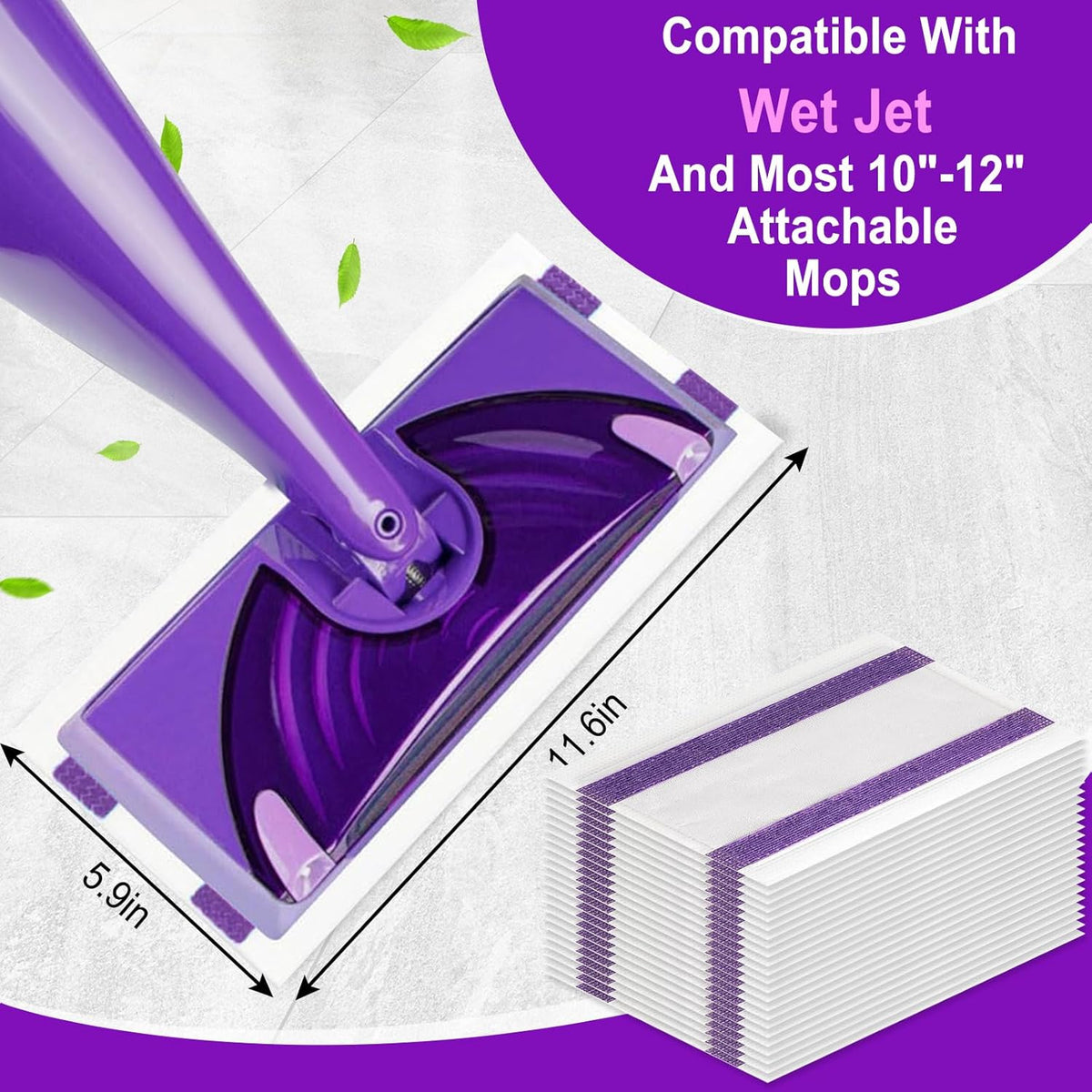 20 Count Disposable Wet Pads Refill for Wet Jet Spray Mop, Wet Jet Pads Refills for Multi Surface