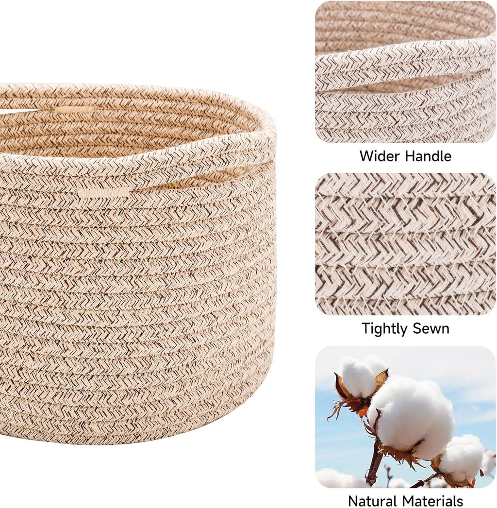 Small Basket for Organizing | Cube Shelf Closet Storage Baskets | 9.7×9.7×7.1” | Woven Rope Gift
