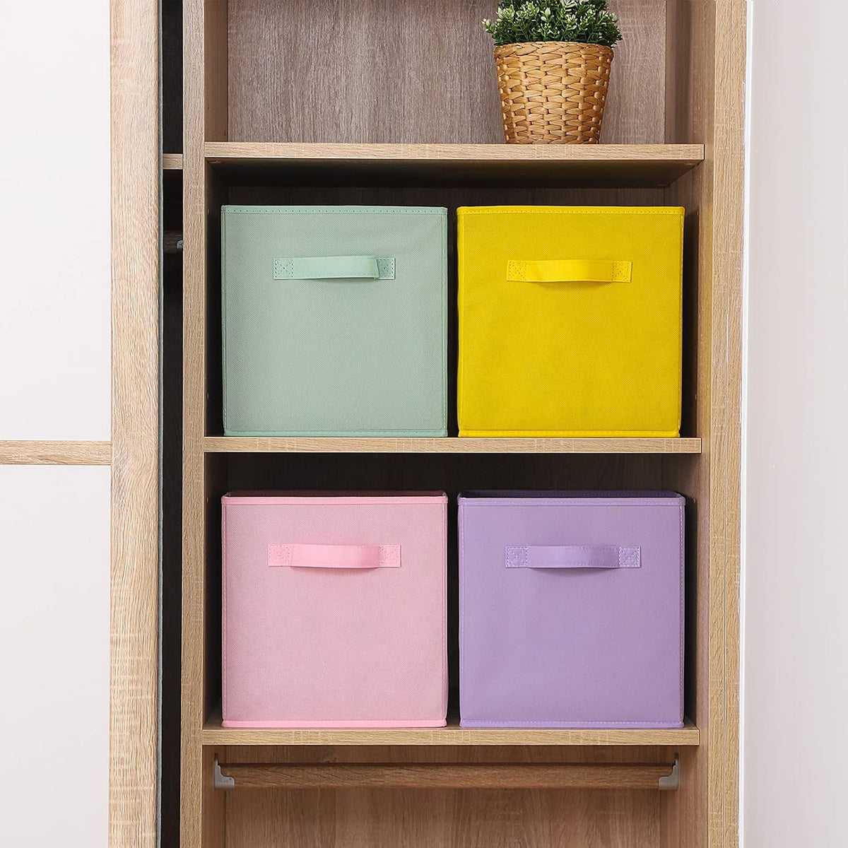 Stero Fabric Storage Bins 6 Pack Fun Colored Durable Storage Cubes with Handles Foldable Cube