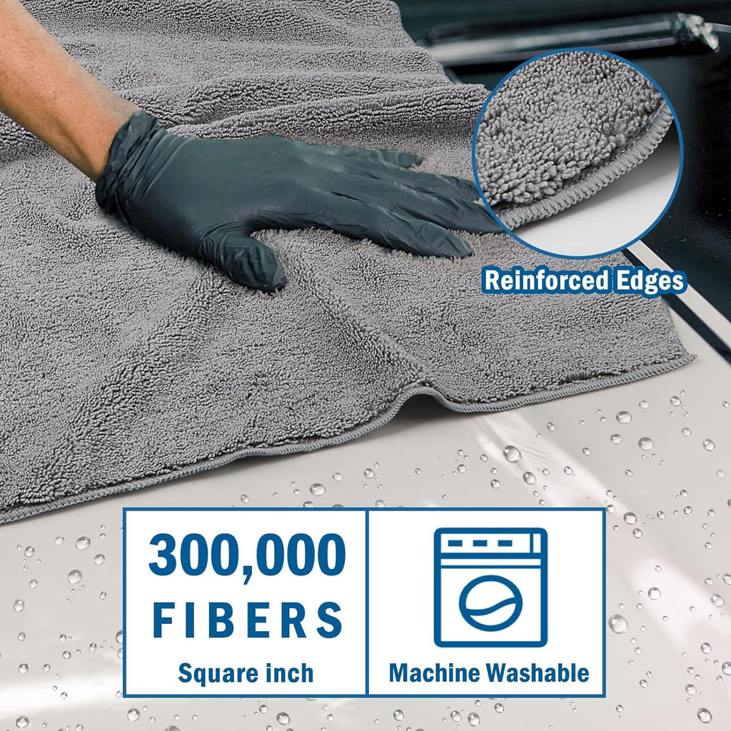 HOMEXCEL Professional Large Microfiber Car Drying Towels 4 Pack, Lint Free, Scratch Free, Highly