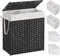 SONGMICS Laundry Hamper with Lid, 110L Clothes Hamper with 2 Removable Liner Bags, 6 Mesh Bags