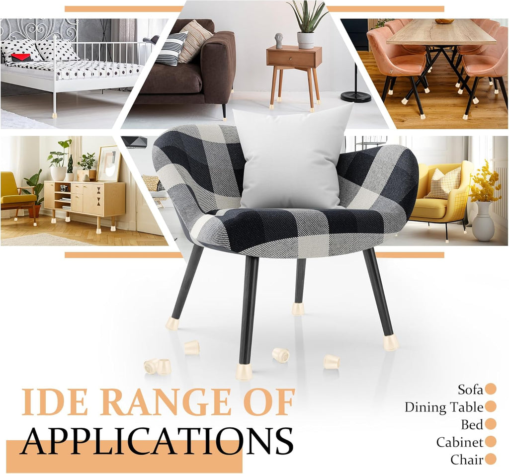 1-1/8" Round Rubber Chair Leg Tips Caps, Chair Leg Floor Protectors, Non-Slip Chair Leg Caps, Stool