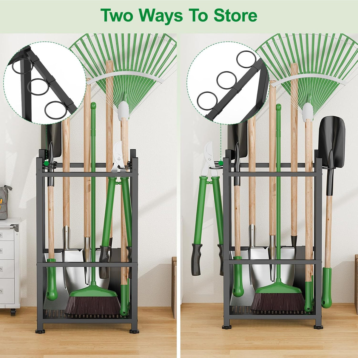 Dirza Garden Tool Organizer,Yard Tool Organizer for Garage Organization and Storage,Garden Tool