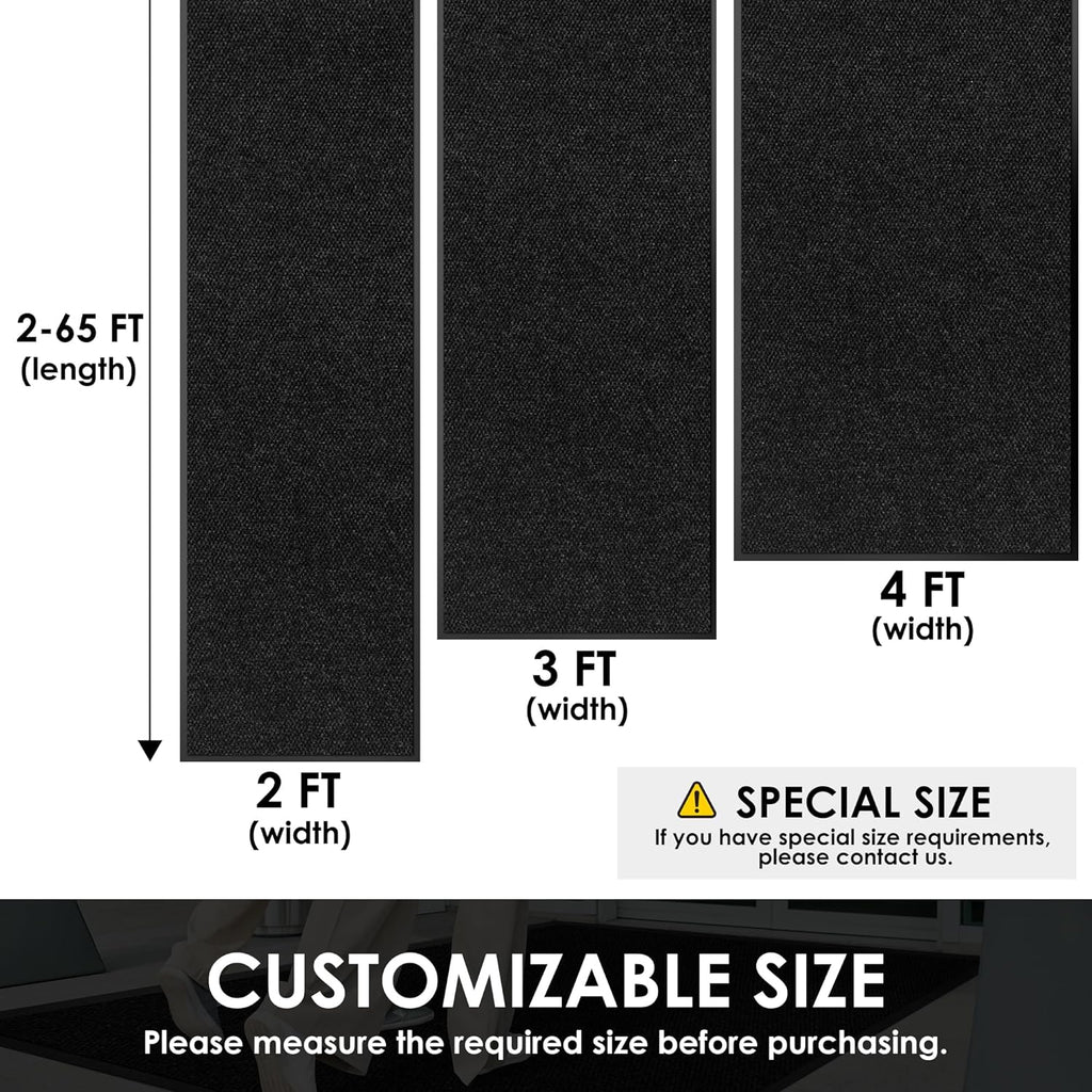 3′ x 34′ Front Door Mat Indoor Outdoor Entrance, Commercial Floor Mat Heavy Duty Dirt Trapper
