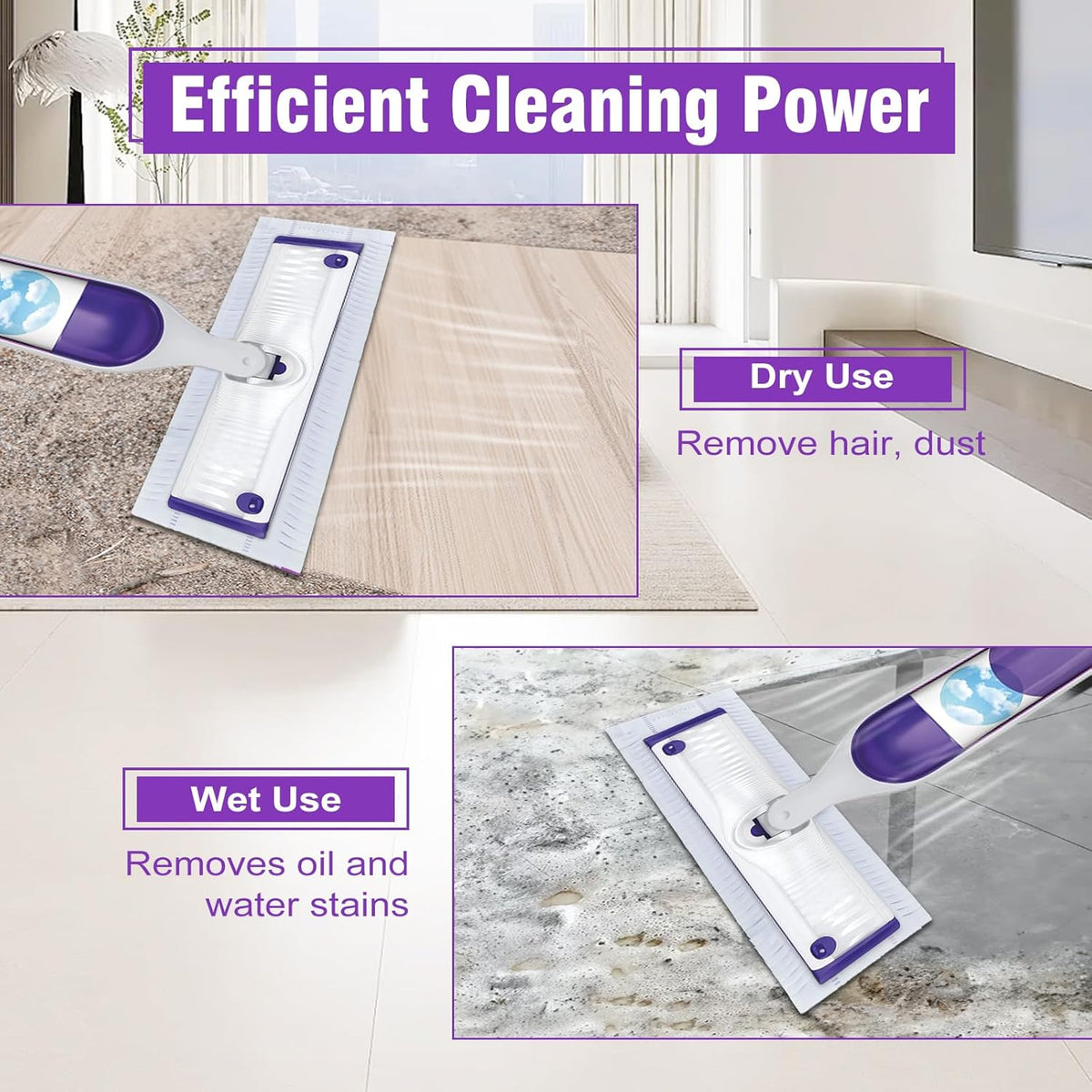 40 Pack Power Mop Refills for Swiffer Power Mop，Unscented&Thickened Multi-Surface and Wood Spray