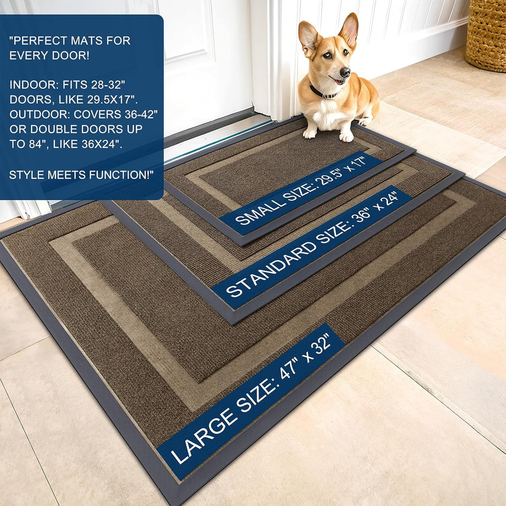 OLANLY Front Door Mat Indoor Outdoor Entrance, Waterproof All-Season, All-Weather Doormat, Sturdy