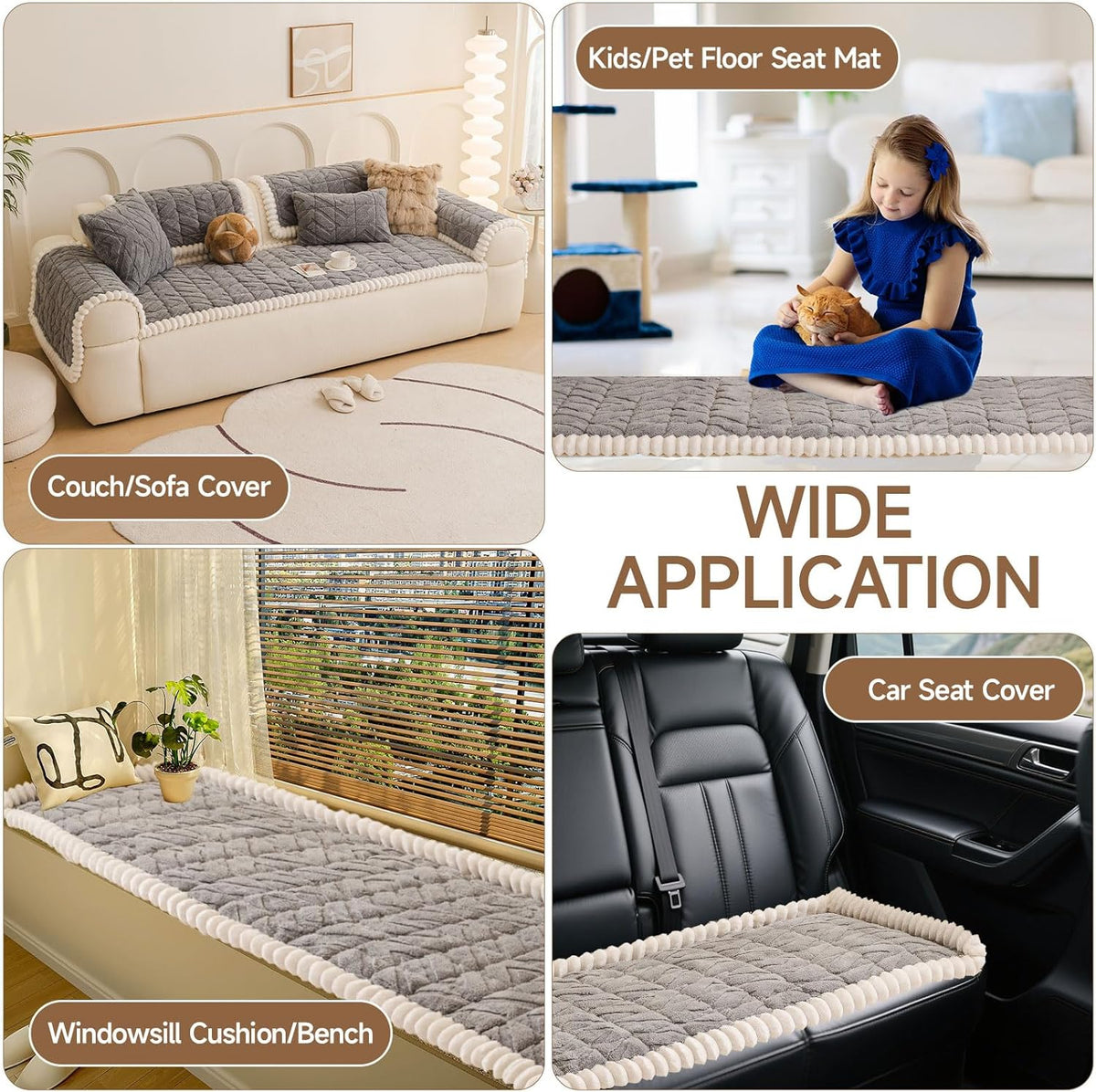 OTOB Plush Couch Cover for Dogs Washable, Non Slip Fuzzy Soft Armrest Backrest Sofa Slipcovers
