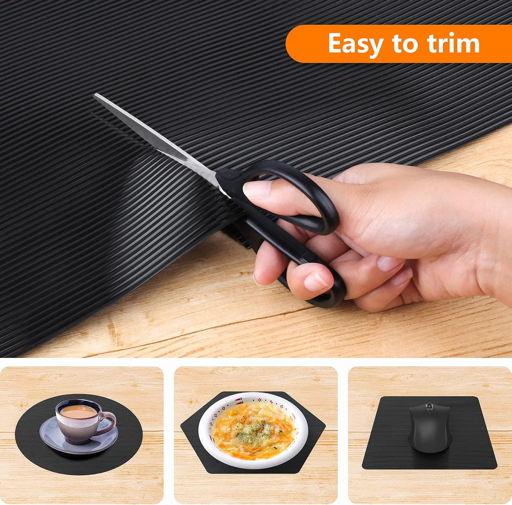 Black Shelf Liners for Kitchen Cabinets Non-Adhesive, Drawer Mat Liner for Bathroom, Plastic Pantry
