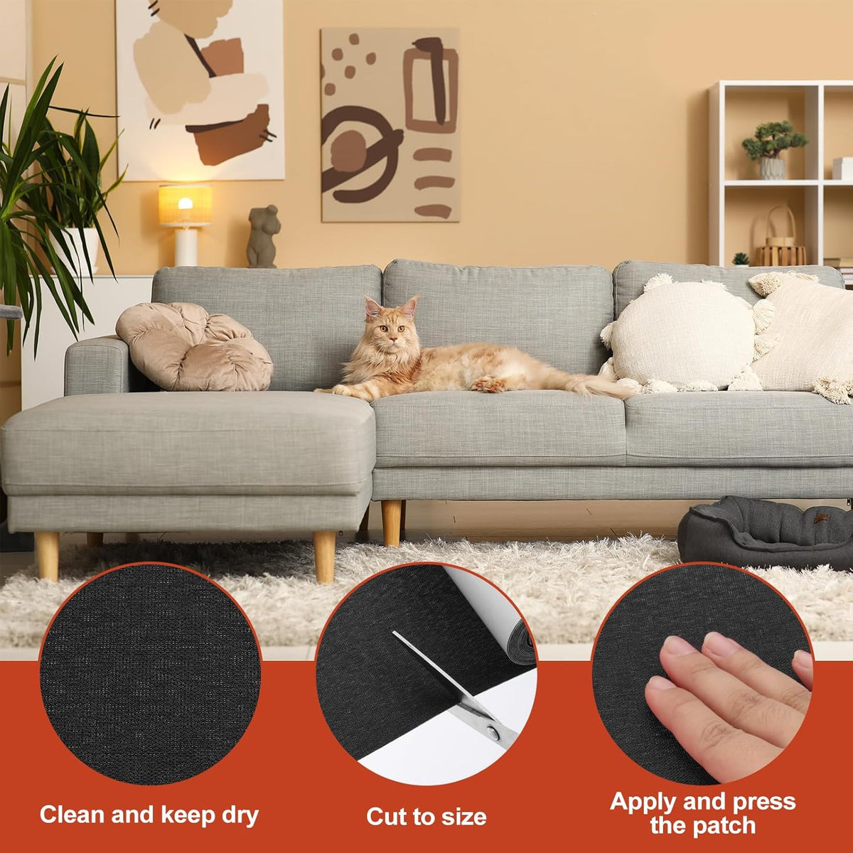PATIKIL 70x6.2 Inch Linen Repair Tape, Repair Fabric Patch Self Adhesive Couch Patch Line Repair
