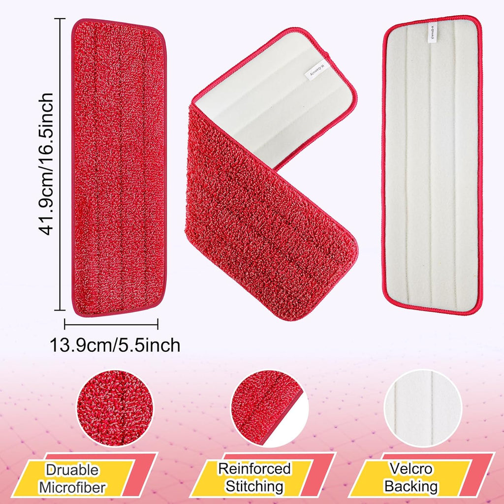 8 Pack 16.5 inch Reusable Mop Pads Microfiber Spray Mop Replacement Heads for Wet/Dry Mops